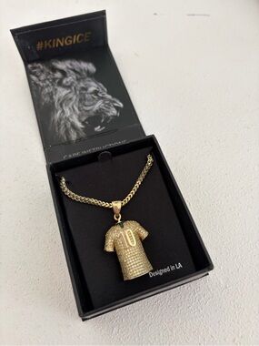 #KINGICE Gold Jersey Pendant Necklace